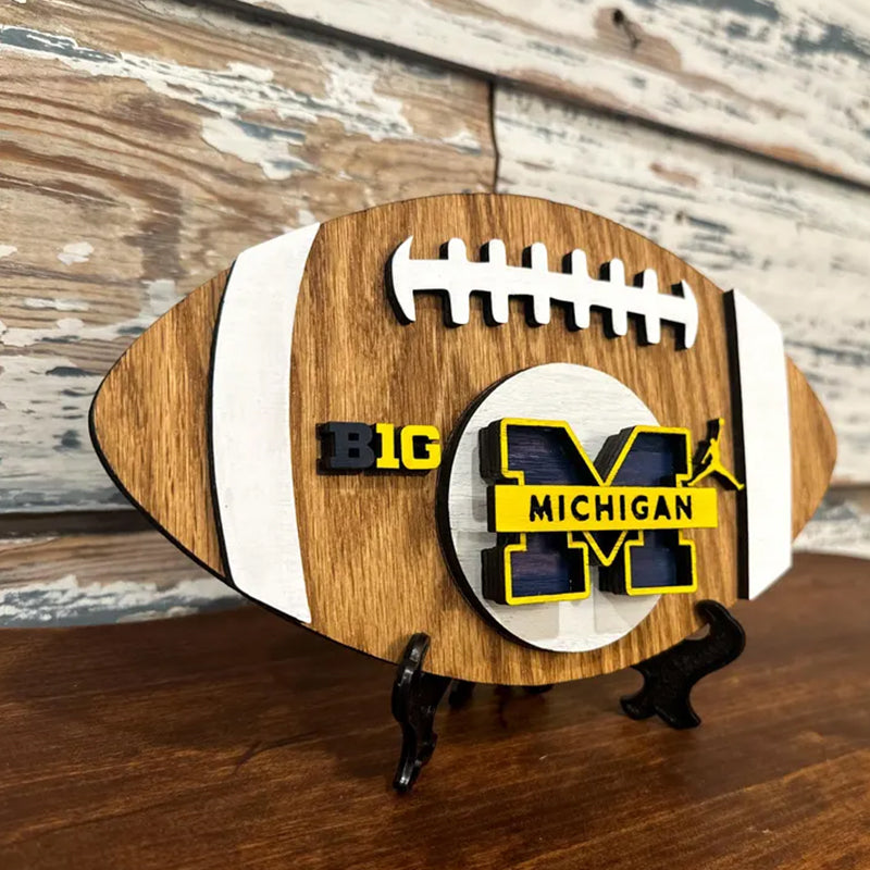 3D College Wooden Football