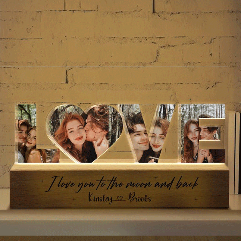 Personalized Couple Photo Collage Night Light, Custom Wedding Photo Gift, Anniversary Gift, Gift for Couple, Gift for Girlfriend Boyfriend