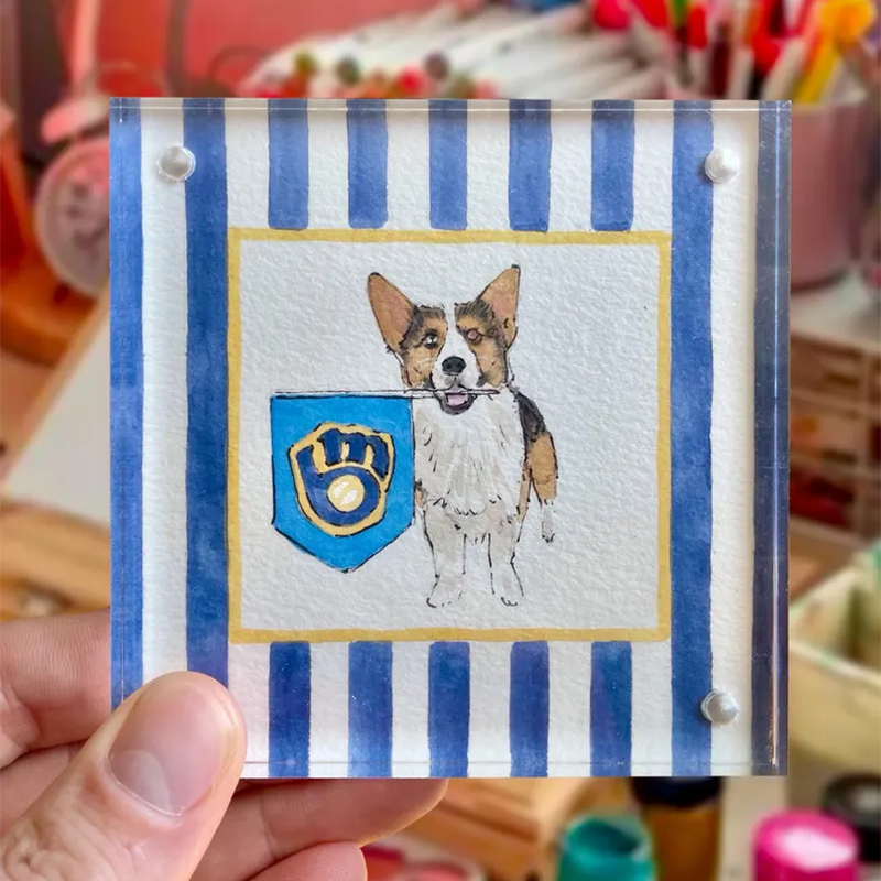 Custom Hand Painted Collegiate Pet Portrait | 4x4 Acylic Award
