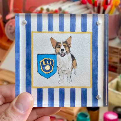 Custom Hand Painted Collegiate Pet Portrait | 4x4 Acylic Award