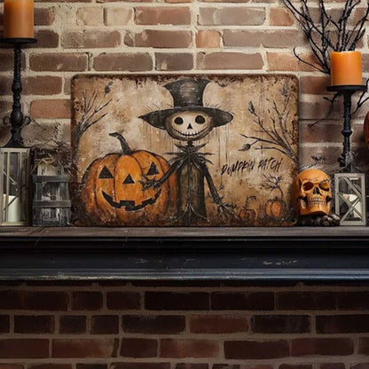 Primitive Halloween Decor Metal Sign Decoration Antique Rustic Porch Outdoor Safe