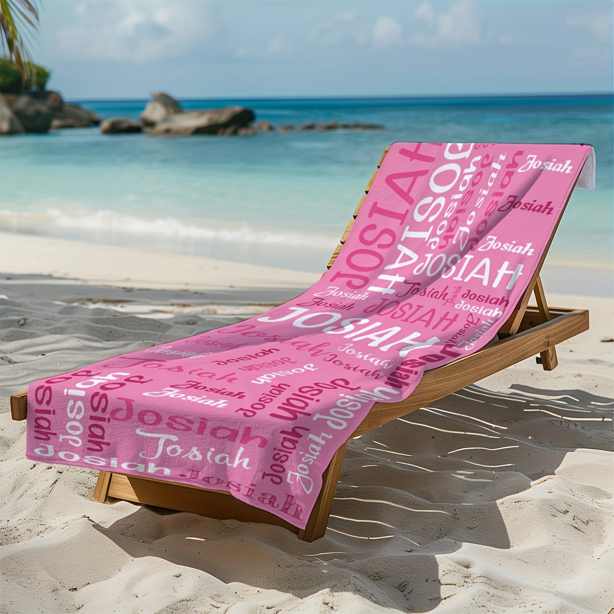 Unisex Personalized Beach Towel, Quick Drying Lightweight Custom Name Bath Towel