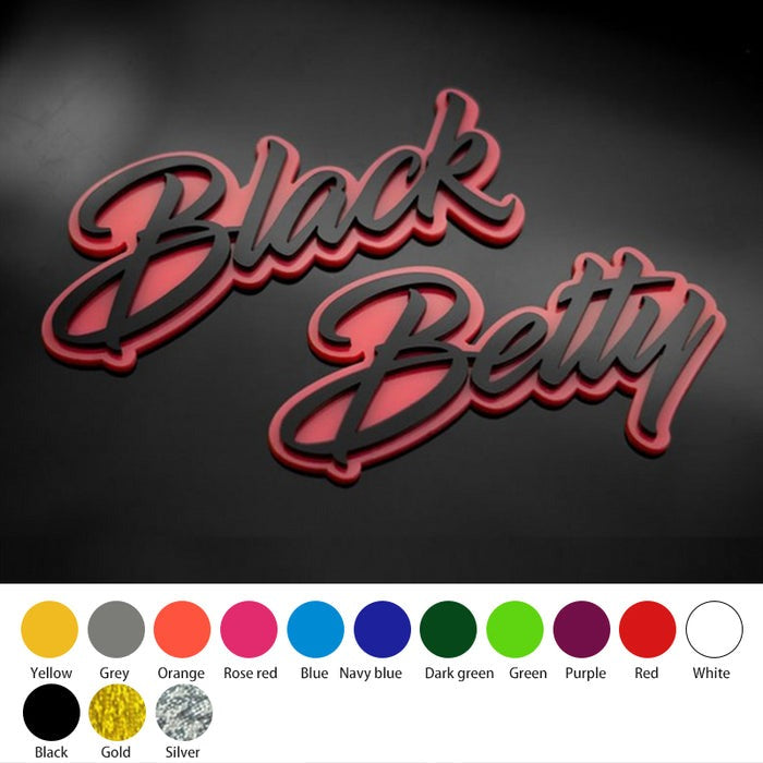 Custom Cursive Font Car Emblem - Custom Colors