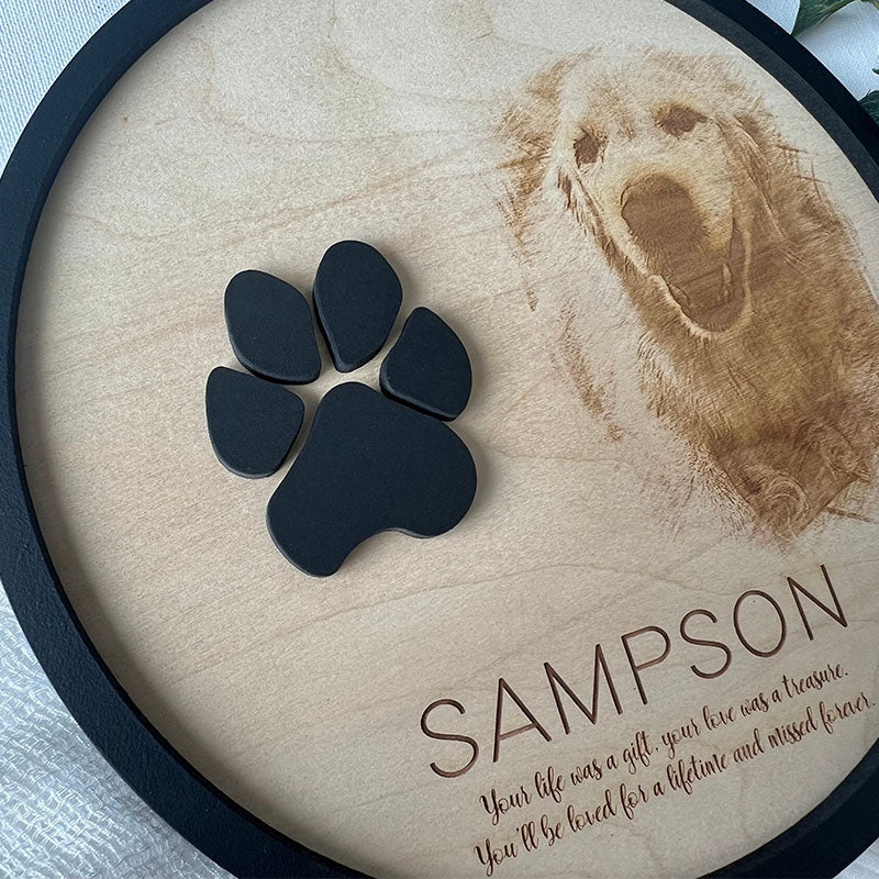 Custom Laser Engraved Pet Memorial Sign | 3D Paw Print | Gift for Pet Loss