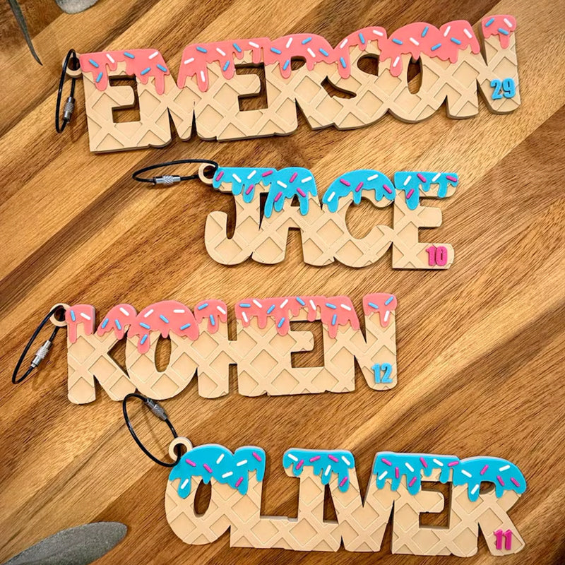 Ice Cream Drip Personalized Name Bag Tag – Backpack or Sports Bag Tag