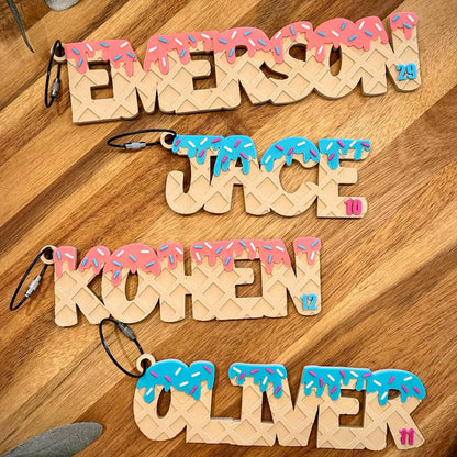 Ice Cream Drip Personalized Name Bag Tag – Backpack or Sports Bag Tag