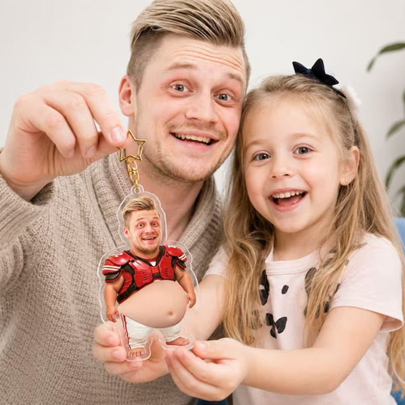 Personalized Dad Squeeze Belly Magnet, Funny Fridge Gift for Dad