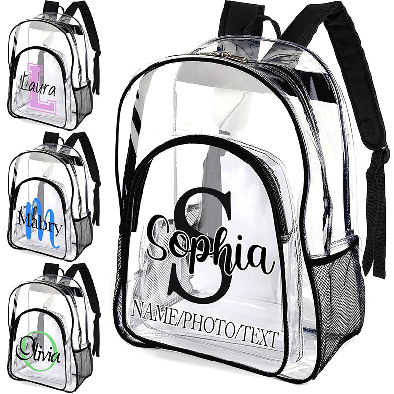 Personalized Clear Backpack Custom Name PVC Transparent Backpacks