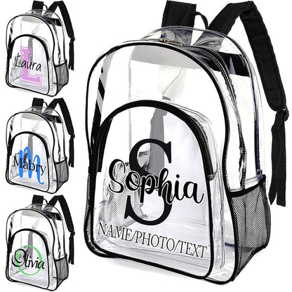 Personalized Clear Backpack Custom Name PVC Transparent Backpacks