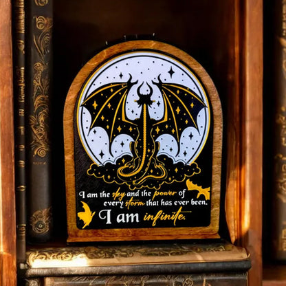 I am Infinite Fourth Wing Bookshelf Sign Wooden Shelf