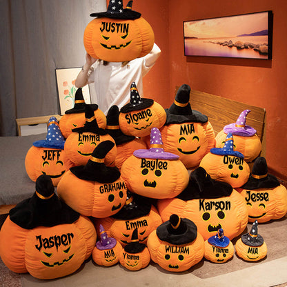 Halloween Pumpkin Pillow - Halloween Decor Customizable Name