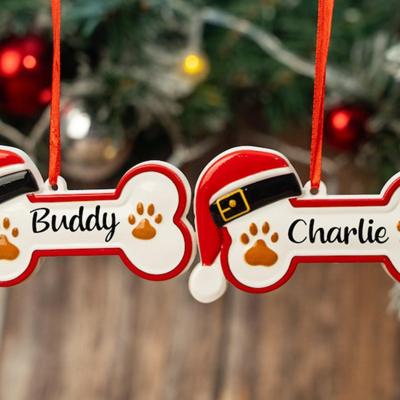 Custom Dog Paw Ornament,Personalized Pet Bone Xmas Decoration