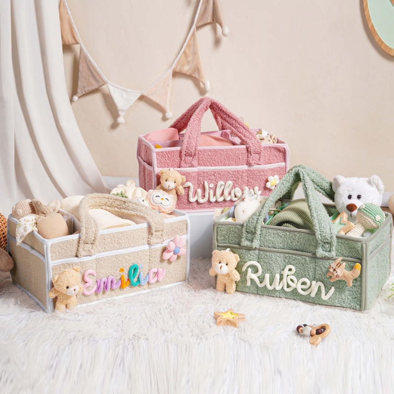 Personalized Knit Diaper Caddy Organizer
