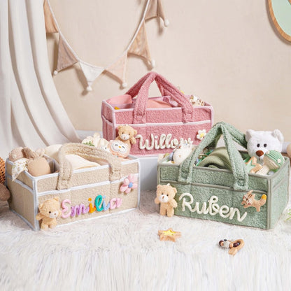 Personalized Knit Diaper Caddy Organizer