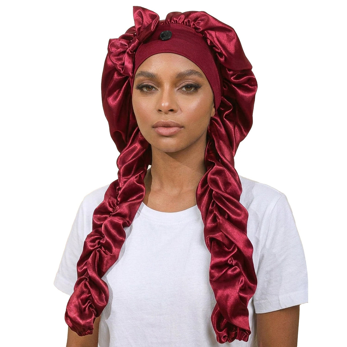 Personalized Satin Bonnet with Long Ties | Custom Name Silk Sleep Cap
