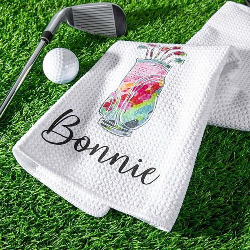 Personalized Colorful Golfing Clubs Golf Waffle Towel