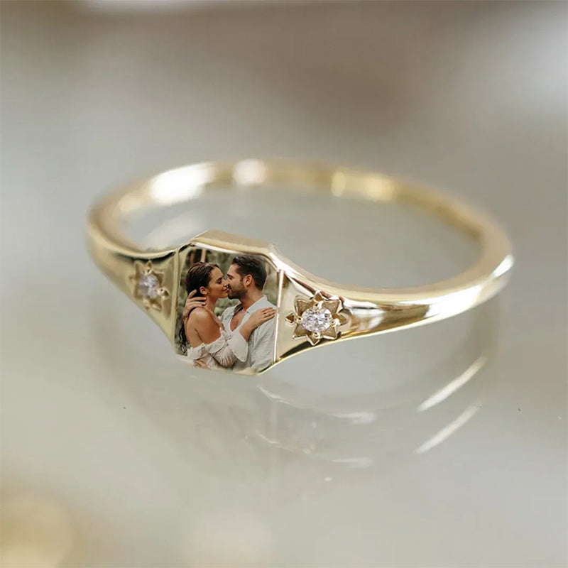 Personalized Upload Photo & Birthstone Ring