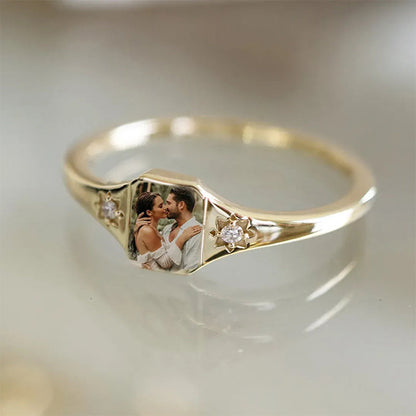 Personalized Upload Photo & Birthstone Ring