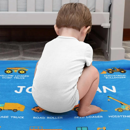 Personalized Construction Truck Blanket with Name