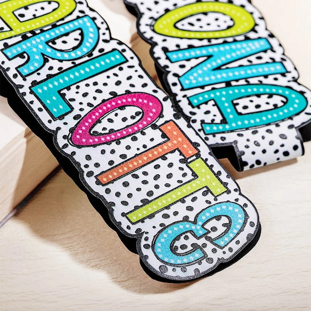 Personalized Colorful Dalmatian Dot Name Magnetic Bookmark