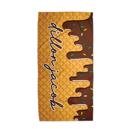 Personalized Ice Cream Drip Beach Towel Birthday Gift For Boys and Girls