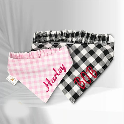 Customizable Gingham Dog Bandana with Elastic
