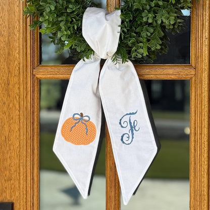 Preppy Fall Monogram Wreath Sash for Front Door