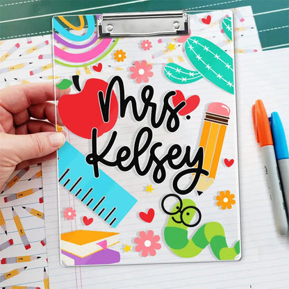 Personalized Teacher Gift, Custom Clipboard With Teacher Name