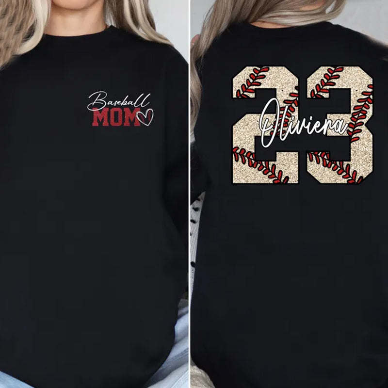 Custom Baseball Mom Sweatshirt, Personalized Baseball Mom Sweatshirt