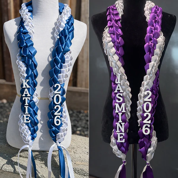 Personalized Braided Satin Ribbon Lei for Graduation
