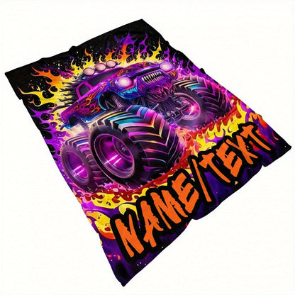 Custom Name Monster Truck Blanket
