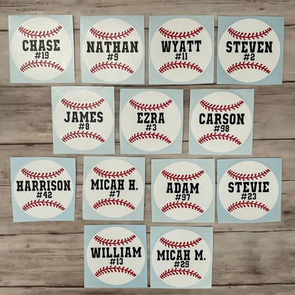 Personalized Baseball Softball Soccer Football Cheer Number Sticker