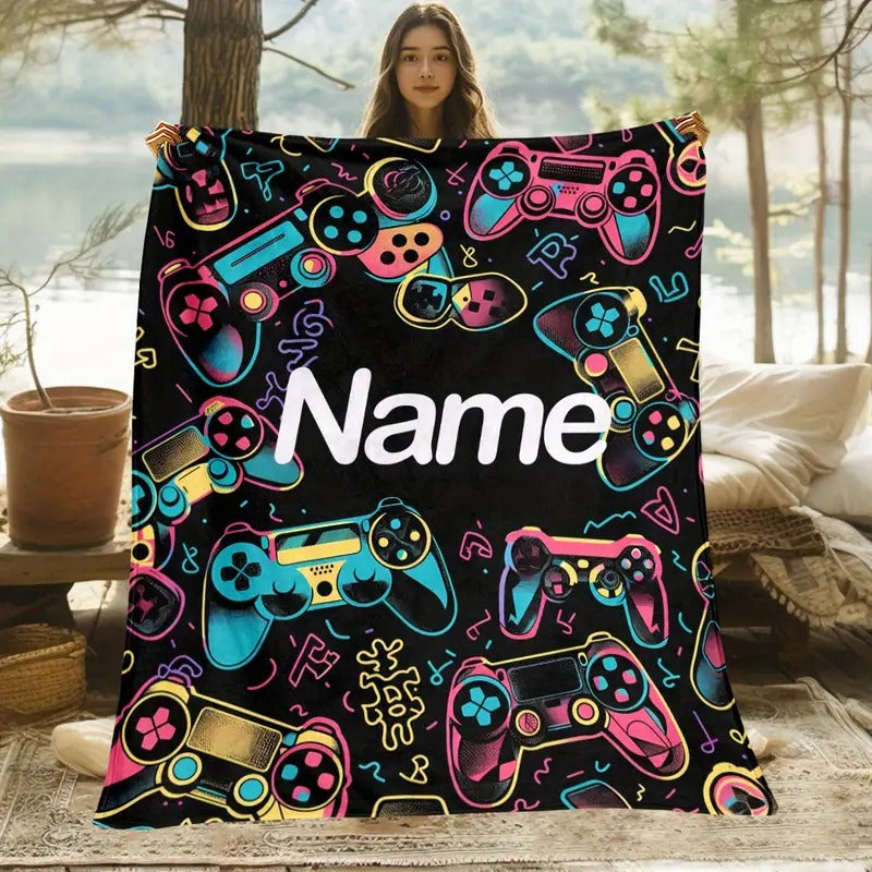Gamepad Personality Portable Lightweight Flannel Throw Blanket
