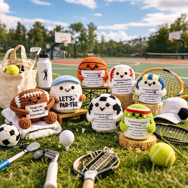 Custom Sports Ball Crochet Plush, Emotional Support Football Soccer Basketball