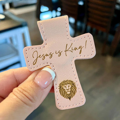 Personalized Cross Leather Magnetic Bookmark, Engraved Reader Gift