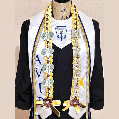 Graduation Lei, 2-Color Double Braid with Paper Decoration, Personalized Letters & Numbers