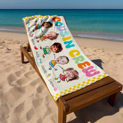 Personalized Cousin Crew Beach Towel With Names, Beach Towel For Cousin