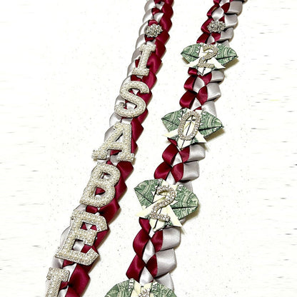 Graduation Lei, 2-Color Double Braid with Paper Decoration, Personalized Letters & Numbers