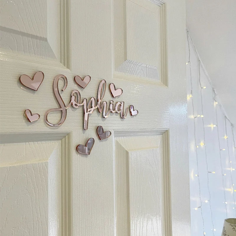 Coloured Acrylic Door Name Sign with Stars or Hearts