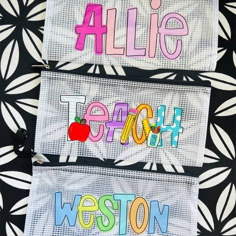 Personalized Pencil Boxes - Pencil Pouch - Pocket Folder with Prongs - Zipper Pouch-  Back to school