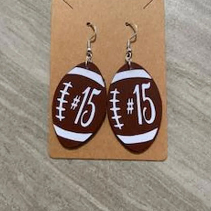 Football personalized number earrings, player number earrings