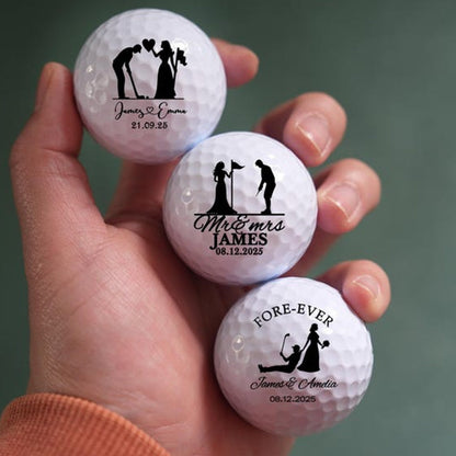 Personalized Wedding Golf Ball Gift, Wedding Favor, Bride and Groom Golf Balls