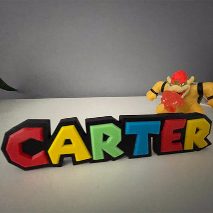 Custom Super Mario Bros inspired Name Plate