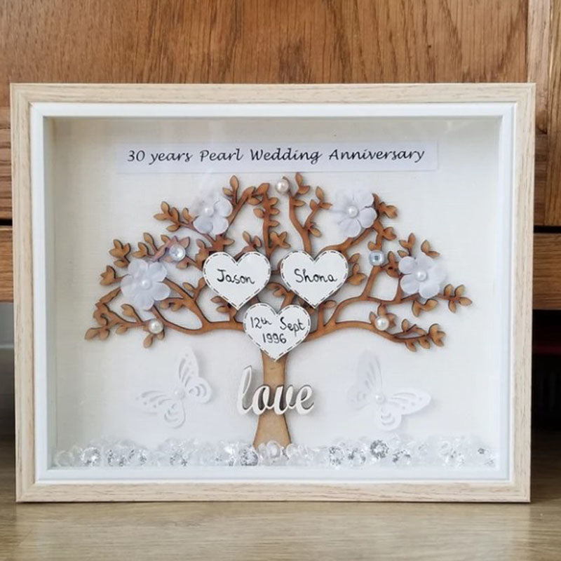 Pearl Wedding Anniversary Gifts, Wedding Photo Frames, Anniversary Personalized Gifts, Wedding Tree Frames, Pearl Wedding
