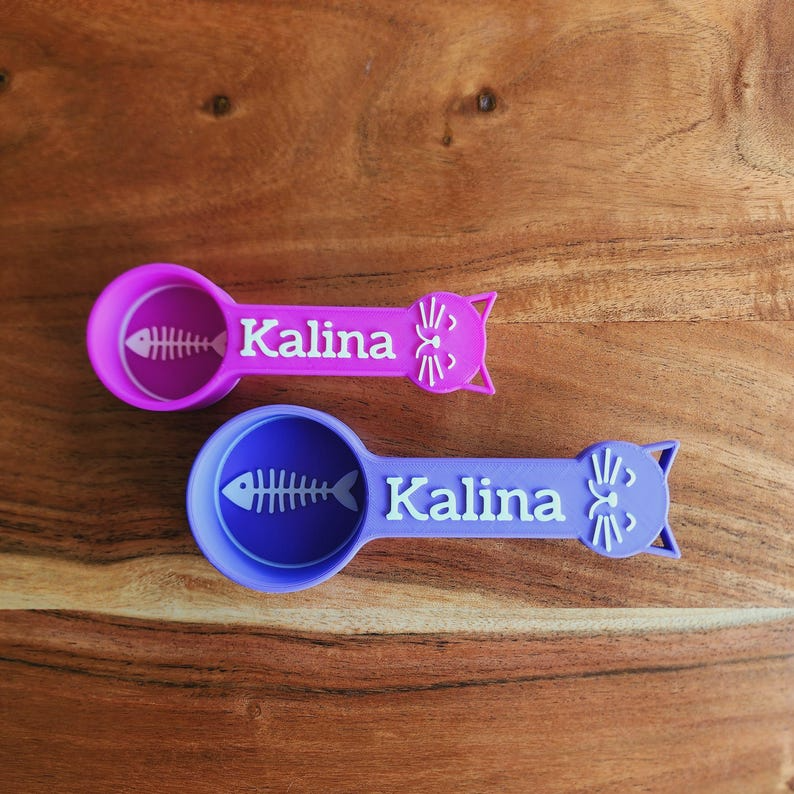 Personalized dog food scoops and cat food scoops