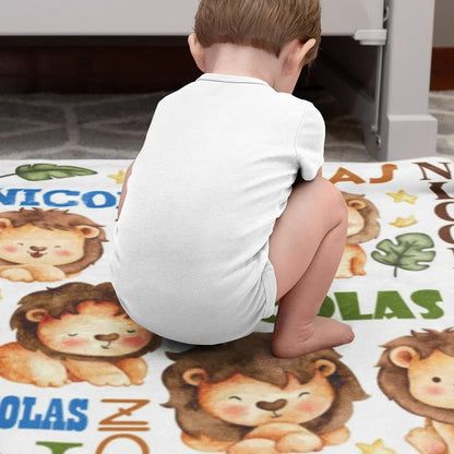 Personalized Cute Lion Blanket with Name