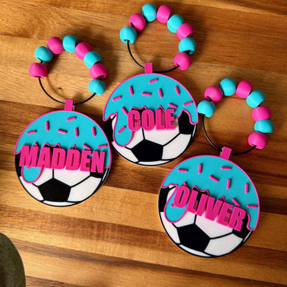 Soccer Softball Baseball Ice Cream Drip Bag Tag – Personalized Name Tag for Bat Bag