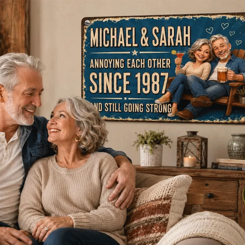 Personalized Couple Metal Sign, Custom Photo Anniversary Gift, Funny Marriage Gift