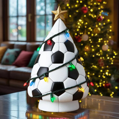 Football-Shaped Christmas Tree Resin Ornament with Football Field Goal Design