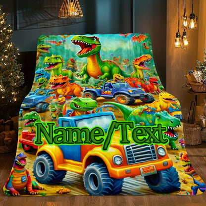 Customizable Dinosaur Park Flannel Blanket – Personalized Name